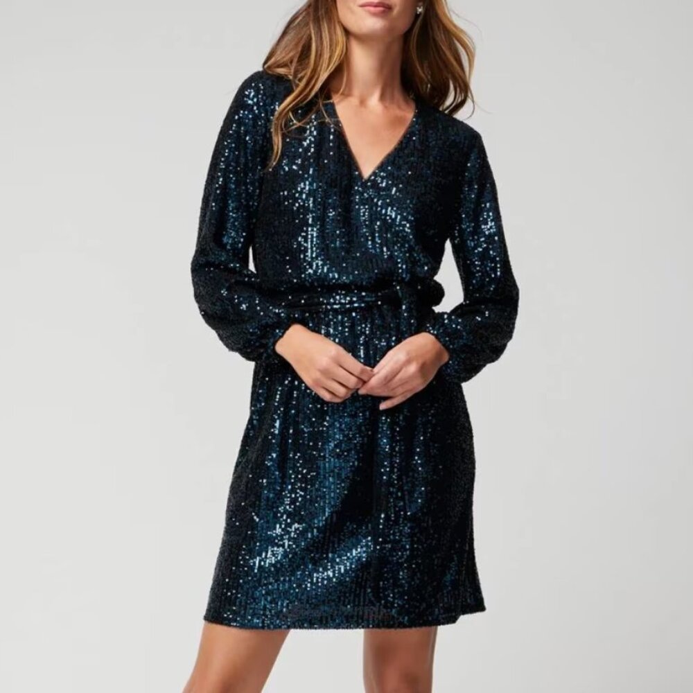 CLOSET CLOSEOUT SALE - WHBM Deep Blue Sequined Dress - NWT